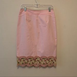 Kay Unger New York pink skirt with lace detail Size 6